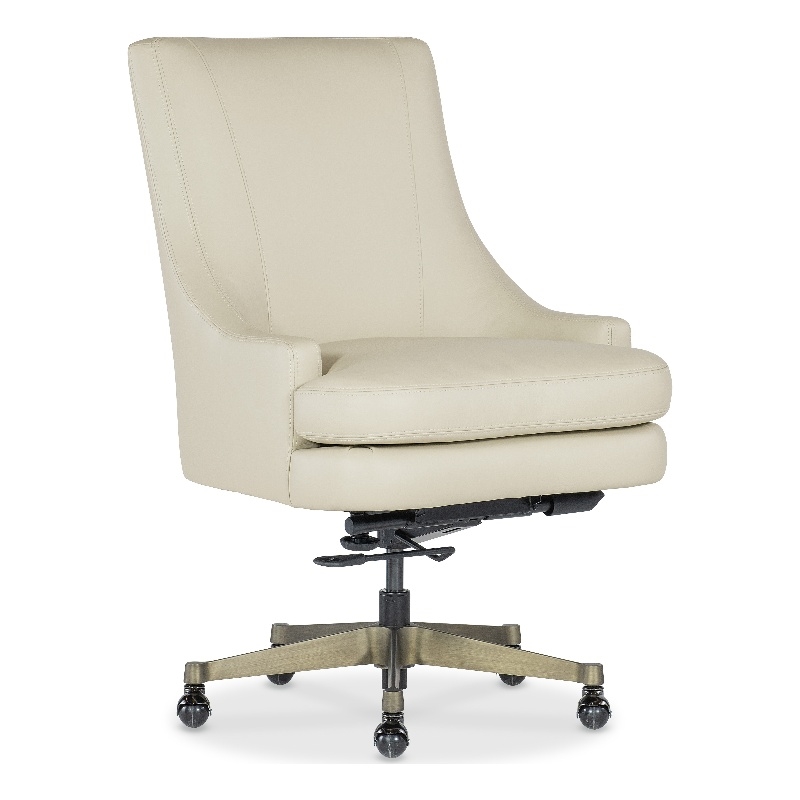 Bowery Hill Executive Swivel Tilt Chair in Beige Leather with Metal Base