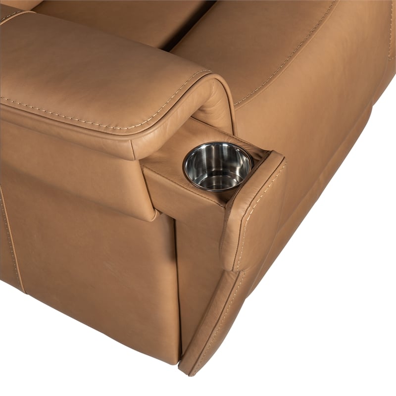 Bowery Hill Zero Gravity Power Sofa with Headrest in Sandalwood Brown