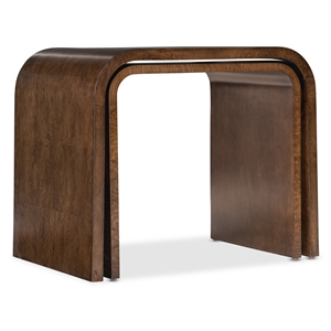 Bowery Hill Set of 2 Ash Burl Nesting Tables in Classic Walnut Finish