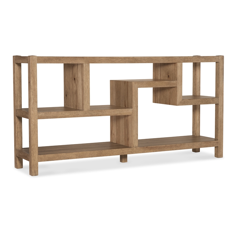 Bowery Hill Pecky Hickory Console Table with 6 Open Storage Areas