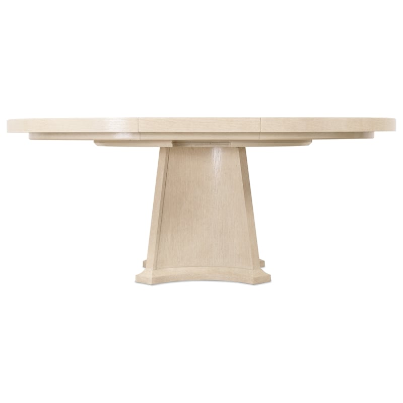 Bowery Hill Round Dining Table with 1 20-inch Leaf in Polished Limestone