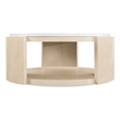 Bowery Hill Round Cocktail Table with Volakas Stone Top in Limestone