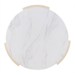 Bowery Hill Round Cocktail Table with Volakas Stone Top in Limestone