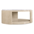 Bowery Hill Round Cocktail Table with Volakas Stone Top in Limestone