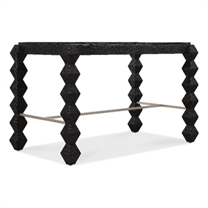 Bowery Hill Rectangle Gathering Desk in Charred Black Wood Finish
