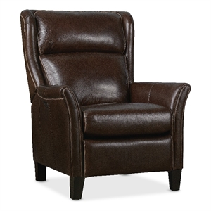 Bowery Hill Wingback Power Recliner with Headrest in Dark Roast Leather