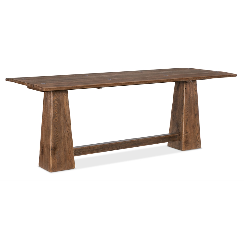 Bowery Hill Flip-Top Oak Console Table in Worn Saddle Brown Wood