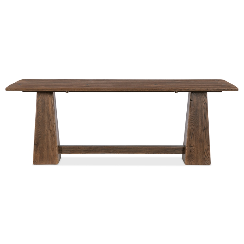 Bowery Hill Flip-Top Oak Console Table in Worn Saddle Brown Wood
