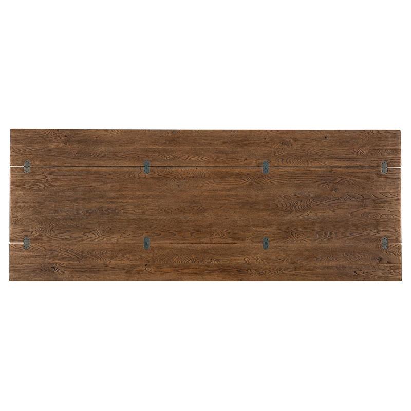 Bowery Hill Flip-Top Oak Console Table in Worn Saddle Brown Wood