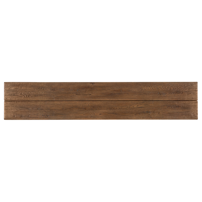 Bowery Hill Flip-Top Oak Console Table in Worn Saddle Brown Wood