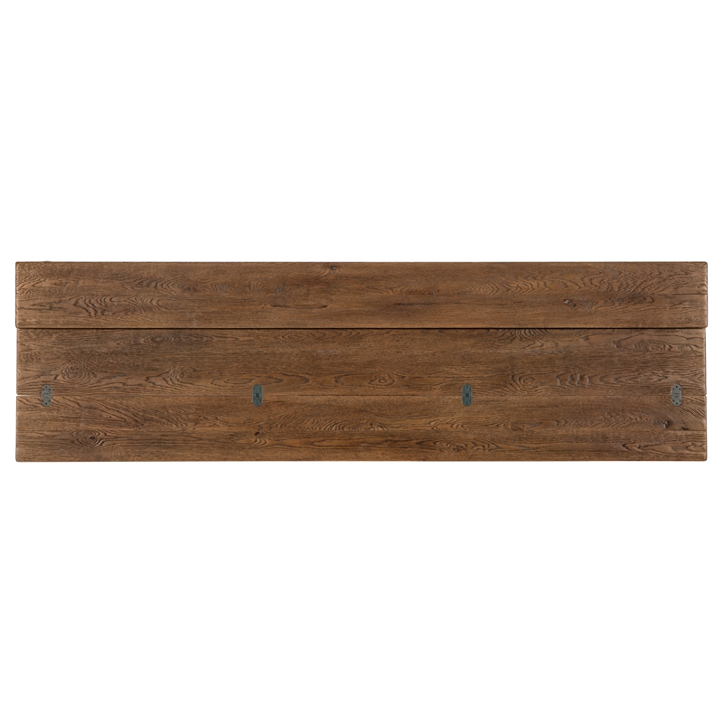 Bowery Hill Flip-Top Oak Console Table in Worn Saddle Brown Wood