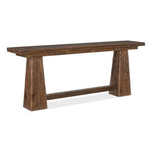 Bowery Hill Flip-Top Oak Console Table in Worn Saddle Brown Wood