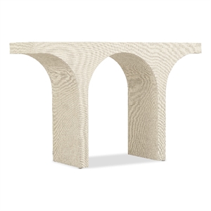 Bowery Hill Arched Burlap Wrapped Console Table in Cream Pebble Beach