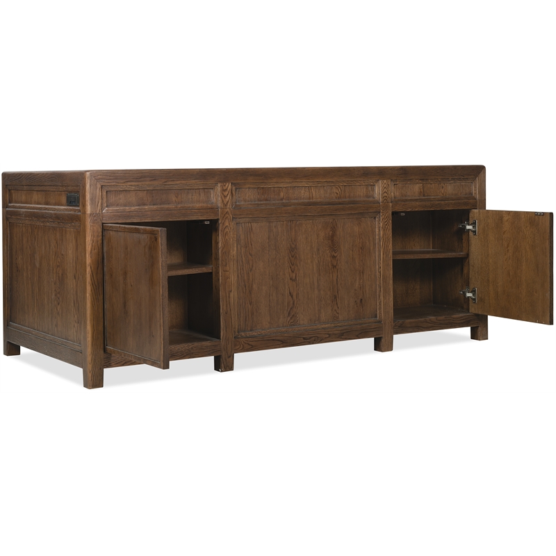 Bowery Hill 7 Drawer Executive Desk in Worn Saddle Brown Wood Finish