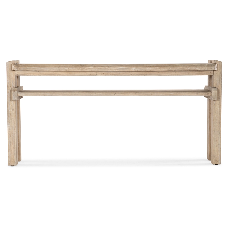 Bowery Hill Narrow Acacia Console Table in Light Natural Brown Wood