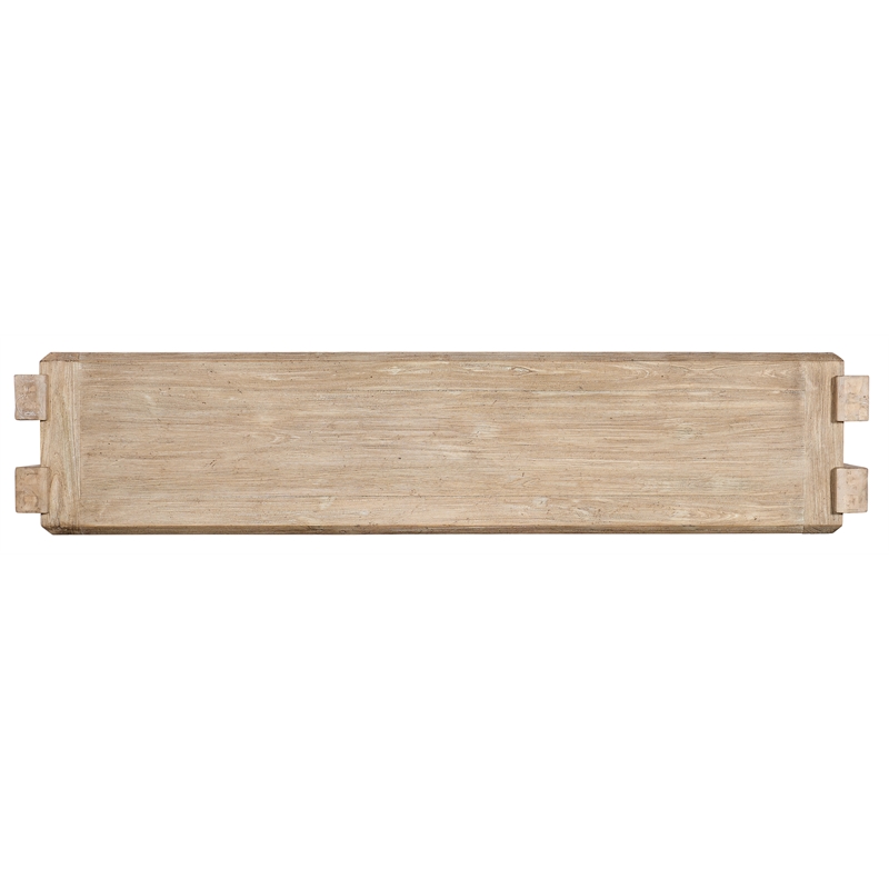 Bowery Hill Narrow Acacia Console Table in Light Natural Brown Wood