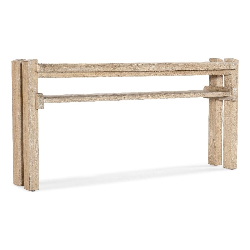 Bowery Hill Narrow Acacia Console Table in Light Natural Brown Wood