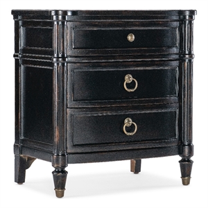 Bowery Hill 3 Drawer Traditional Wood Nightstand in Black Cherry Patina