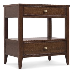 Bowery Hill 2 Drawer Walnut Nightstand with Open Storage in Dark Walnut