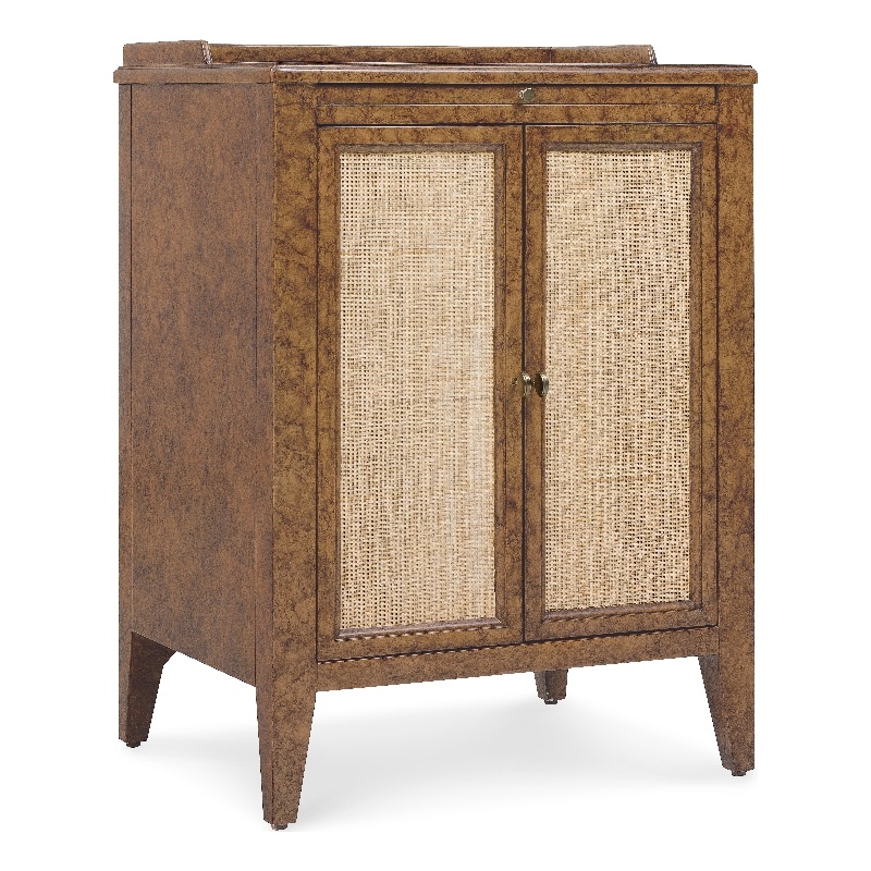 Bowery Hill 2 Door Cane Front Nightstand in Mottled Amber Medium Wood