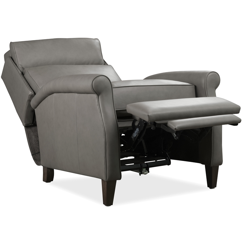 Bowery Hill Power Recliner with Pop-Up Headrest in Mushroom Gray Leather