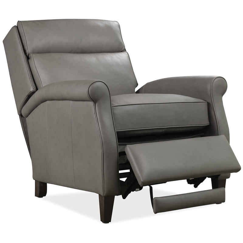Bowery Hill Power Recliner with Pop-Up Headrest in Mushroom Gray Leather