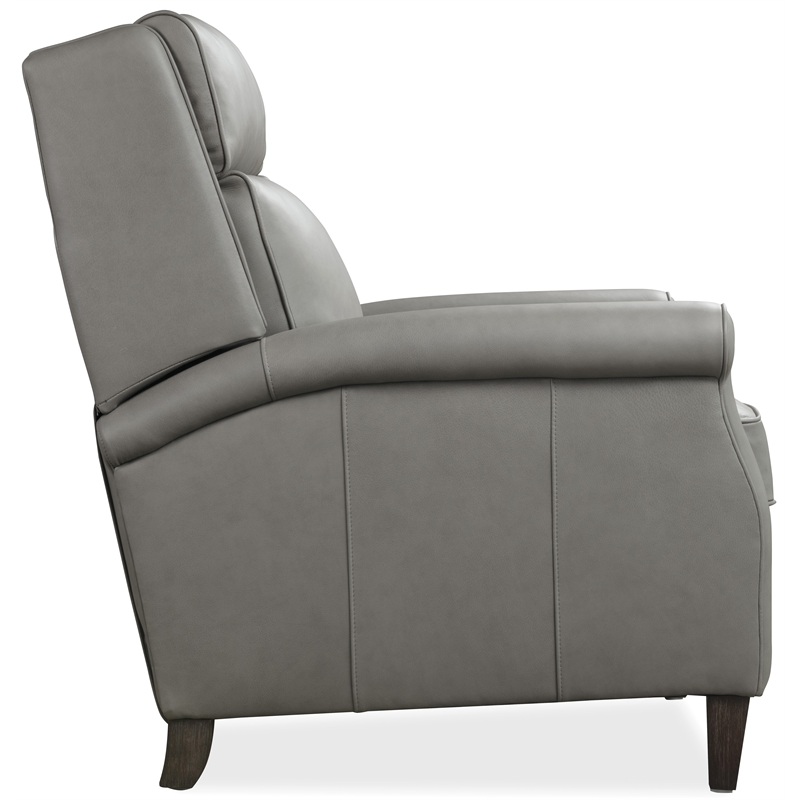 Bowery Hill Power Recliner with Pop-Up Headrest in Mushroom Gray Leather