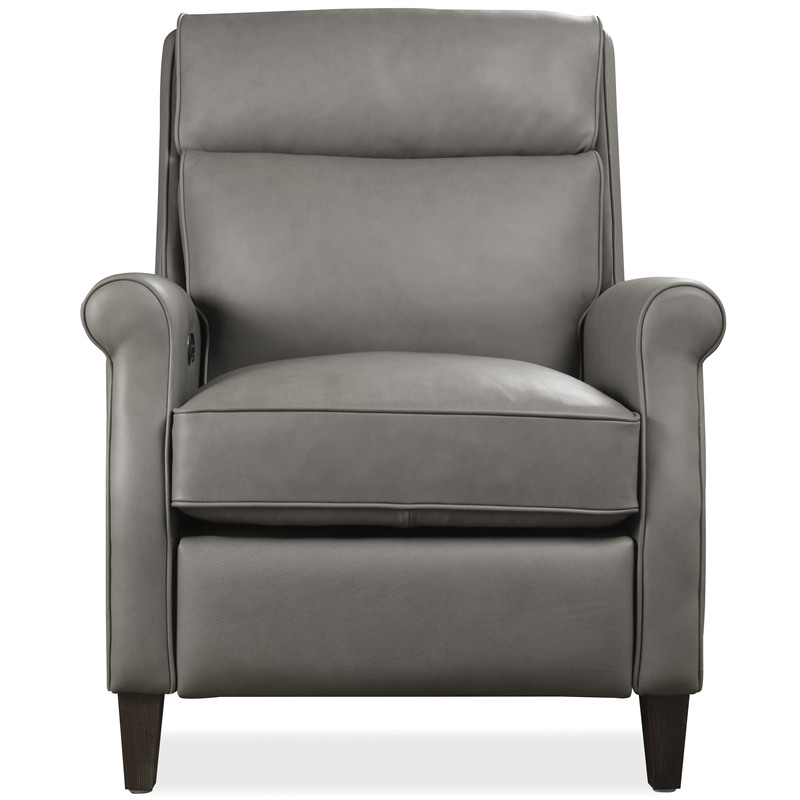 Bowery Hill Power Recliner with Pop-Up Headrest in Mushroom Gray Leather
