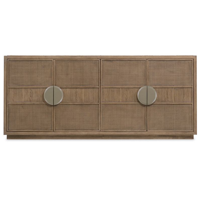 Bowery Hill 4 Door Cane Front Dining Credenza with Marble Inset Top