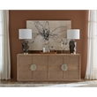 Bowery Hill 4 Door Cane Front Dining Credenza with Marble Inset Top