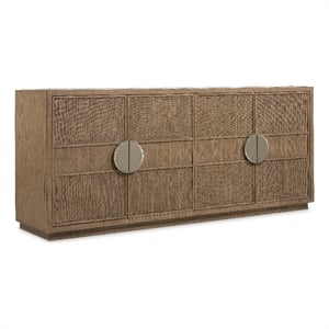 Bowery Hill 4 Door Cane Front Dining Credenza with Marble Inset Top