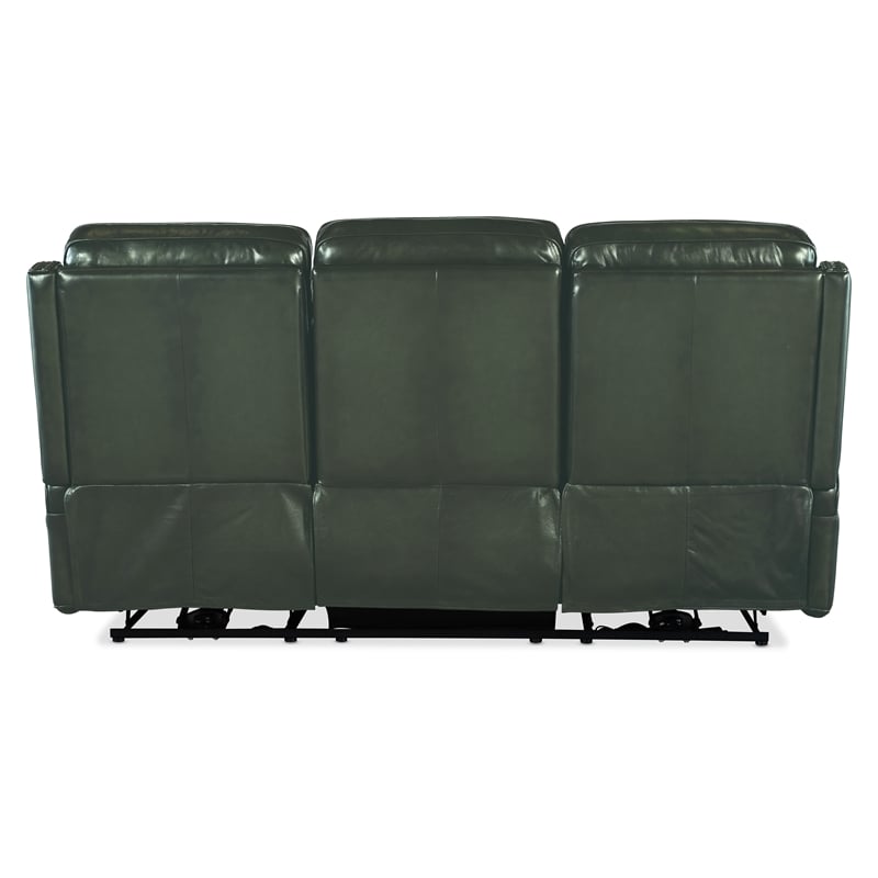 Bowery Hill Zero Gravity Power Sofa with Headrest in Green Leather