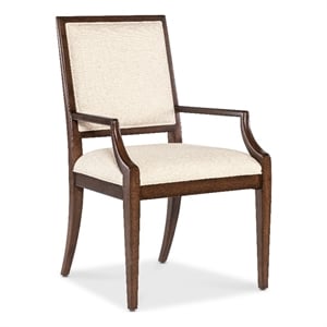 Bowery Hill Upholstered Dining Arm Chair in Wheat Fabric and Walnut