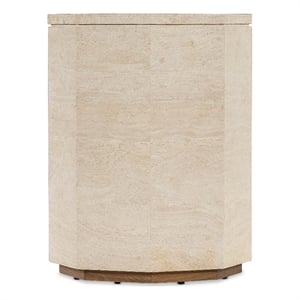 Bowery Hill Octagon 8 Sided Spot Table in Cream Colored Marble