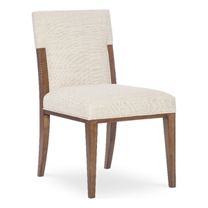 Bowery Hill Wood Leg Upholstered Dining Chair in Light Caramel Beige