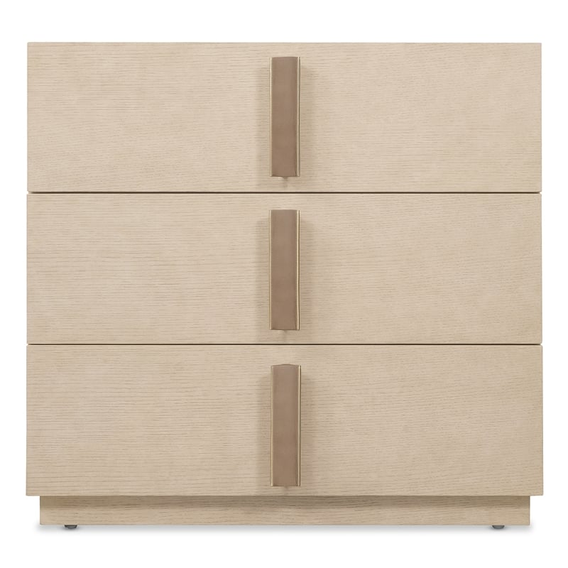 Bowery Hill 3 Drawer Oak Nightstand in Polished Limestone Finish