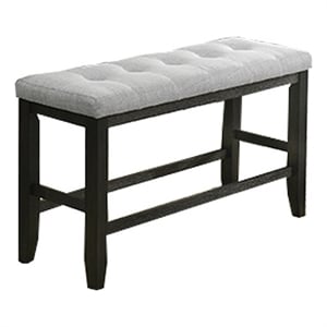 Bowery Hill 48&quot Counter Height Bench with Tufted Seat in Black and White