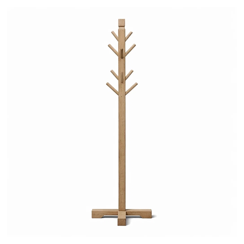 Bowery Hill Coat Tree with 8 Wood Stems in Pebble Brown Mahogany Finish