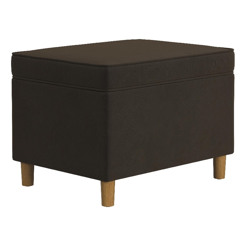 Bowery Hill Storage Ottoman with Hinged Lid in Dark Brown Velvet