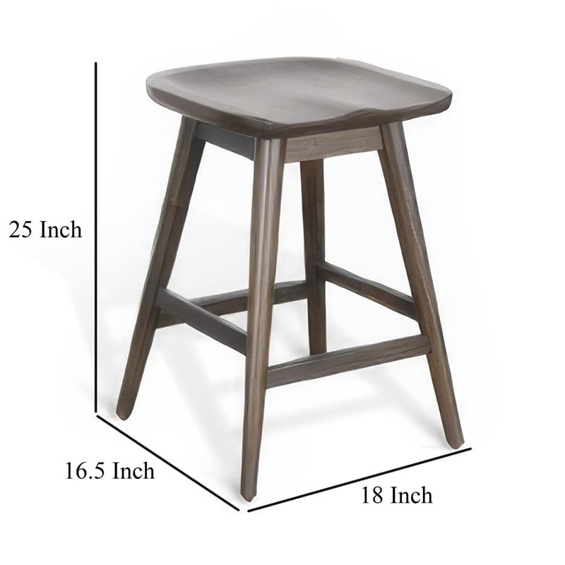 Bowery Hill Counter-Height Stool with Saddle Seat in Dark Brown Mahogany