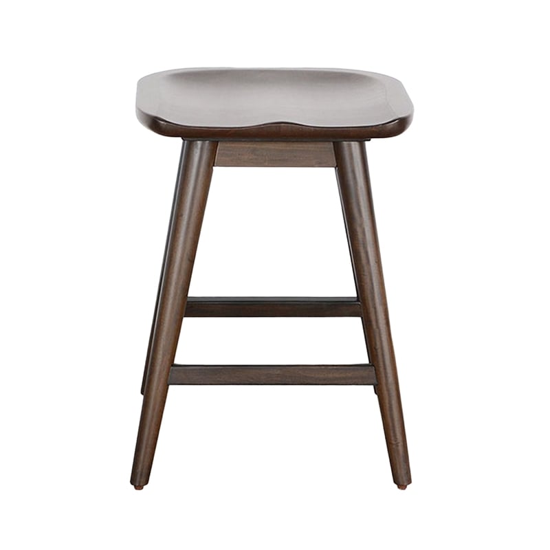 Bowery Hill Counter-Height Stool with Saddle Seat in Dark Brown Mahogany
