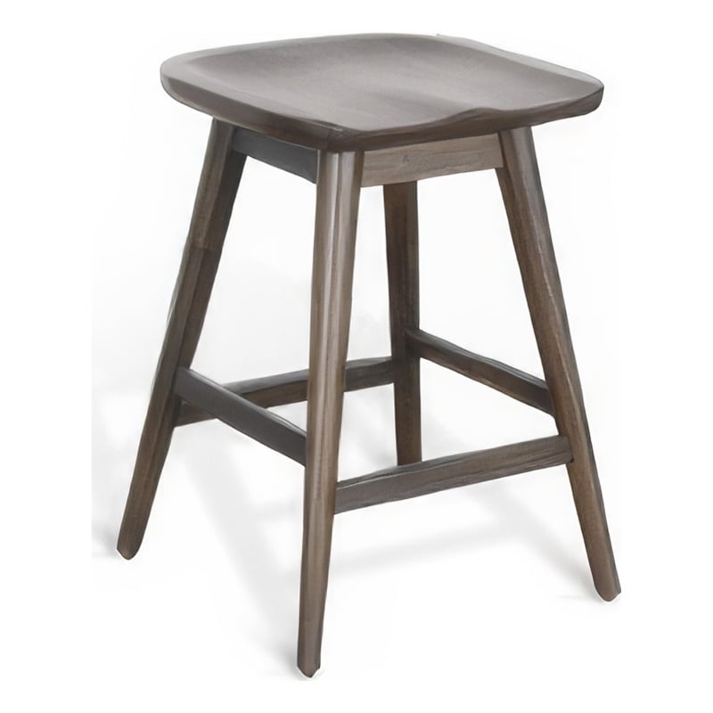 Bowery Hill Counter-Height Stool with Saddle Seat in Dark Brown Mahogany
