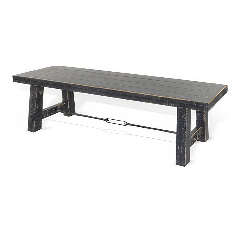Bowery Hill 64 Inch Dining Bench with Turnbuckle Accents in Black Mahogany