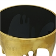 Bowery Hill Round Glass Top Side Table in Gold with Drip Design
