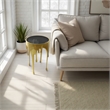 Bowery Hill Round Glass Top Side Table in Gold with Drip Design