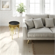Bowery Hill Round Glass Top Side Table in Gold with Drip Design
