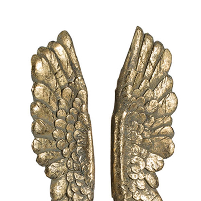 Bowery Hill Angel Wing Bookend Set in Gold Resin with Antique Highlights