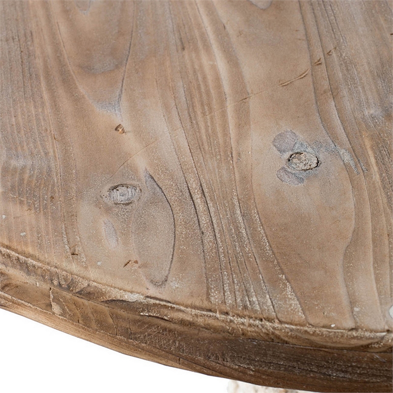 Bowery Hill Accent Side Table with Pedestal Urn Base in Antique White