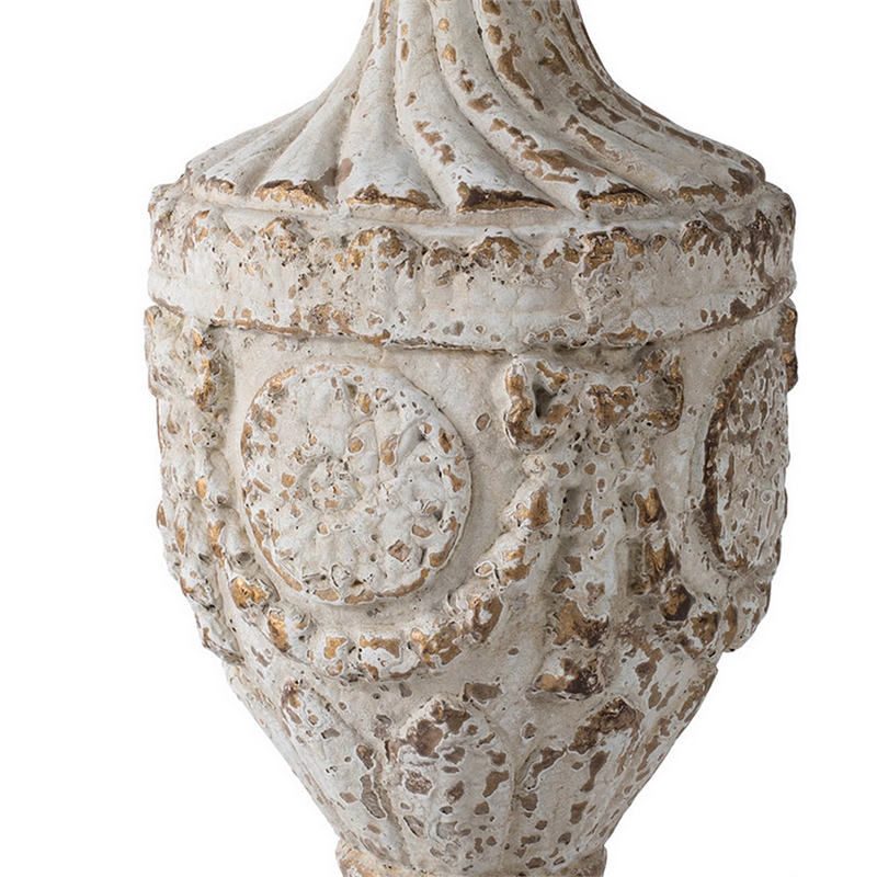 Bowery Hill Accent Side Table with Pedestal Urn Base in Antique White