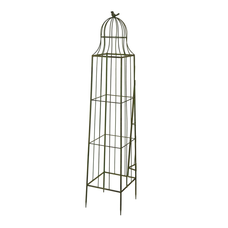 Bowery Hill Plant Trellis Set of 2 in Green Metal with Cage Design